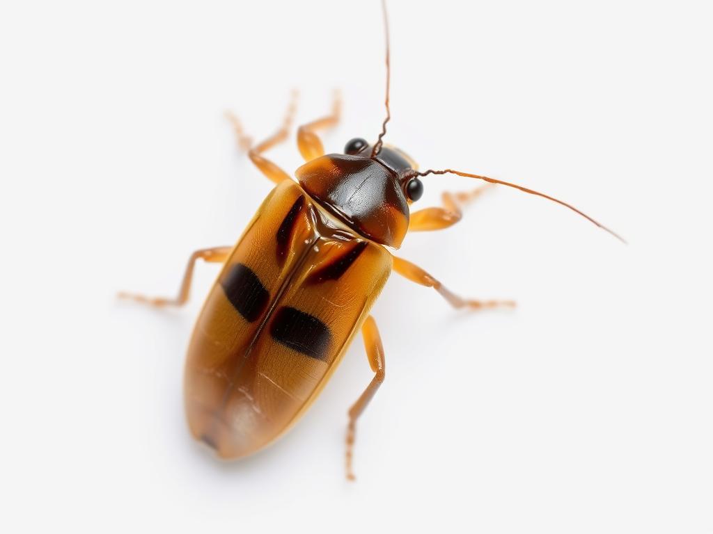 Prusak (Blattella germanica) z widocznymi dwoma ciemnymi pasami na przedpleczu