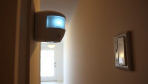 Czujnik ruchu zamontowany w korytarzu automatycznie włączający światło