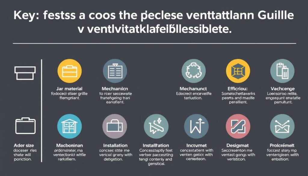 Infografika przedstawiająca kluczowe czynniki przy wyborze kratki wentylacyjnej z blokadą ciągu wstecznego