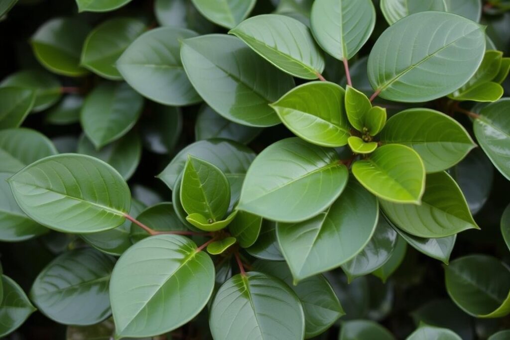 Laurowiśnia 'Rotundifolia' z charakterystycznymi okrągłymi liśćmi