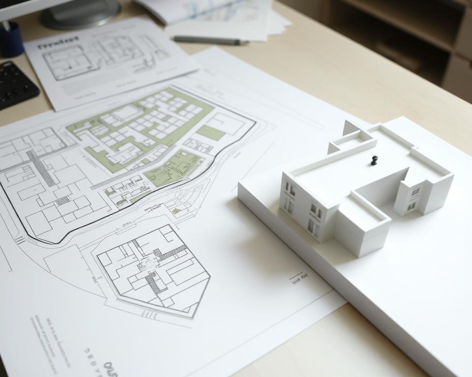 Zakończony projekt budowlany z planem zabudowy i szkicem sytuacyjnym
