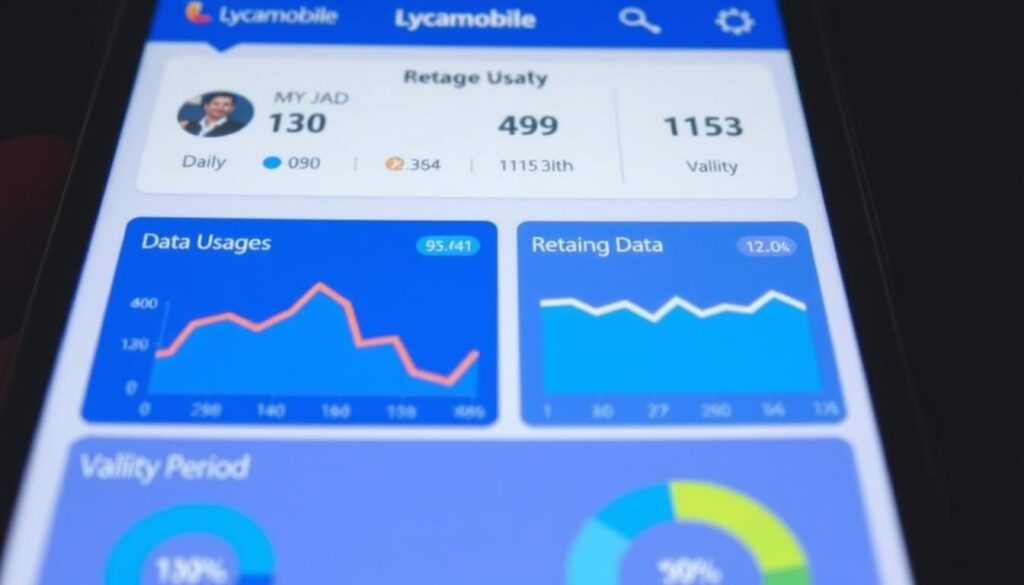 Ekran aplikacji Lycamobile pokazujący szczegółowe zużycie internetu