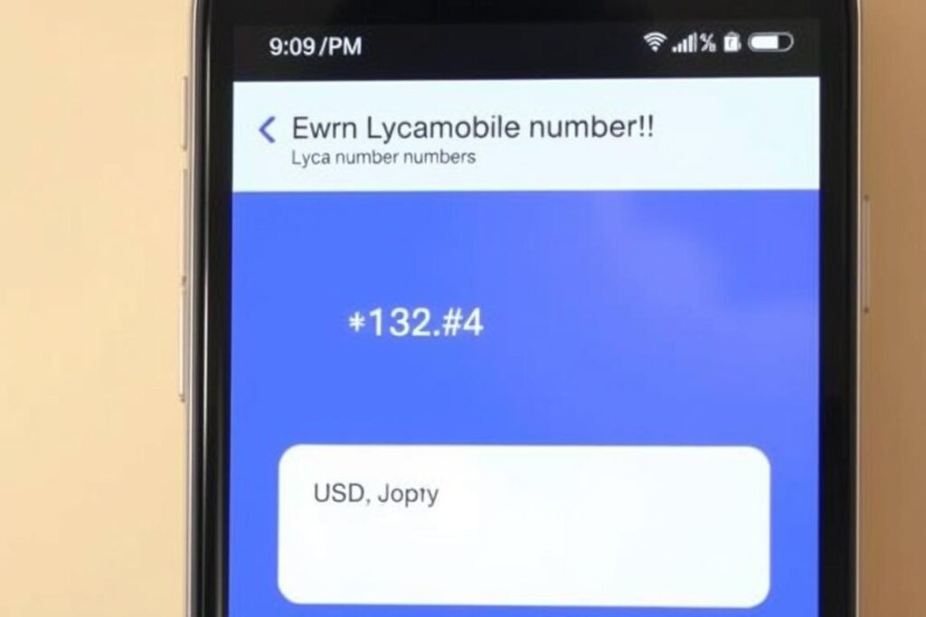 Ekran telefonu pokazujący własny numer Lycamobile po wpisaniu kodu *132#