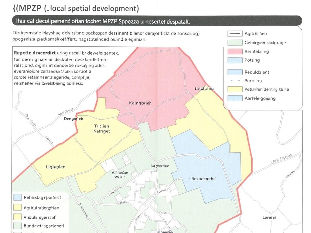 Fragment Miejscowego Planu Zagospodarowania Przestrzennego z oznaczeniami terenów rolnych i budowlanych