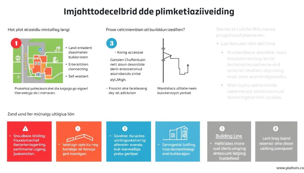 Grafika przedstawiająca ograniczenia i wymogi przy podziale działki budowlanej