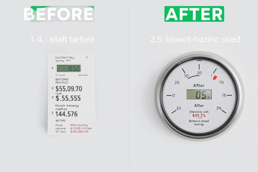 Porównanie zużycia energii przed i po wprowadzeniu metod oszczędzania energii