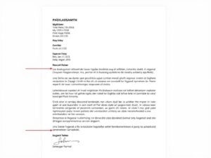 Przykładowe pismo do spółdzielni mieszkaniowej w sprawie remontu z zaznaczonymi elementami formalnymi