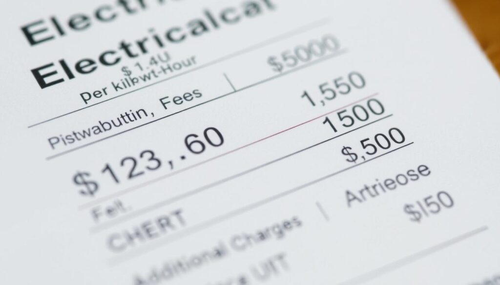 Rachunek za energię elektryczną z zaznaczoną ceną za kilowatogodzinę
