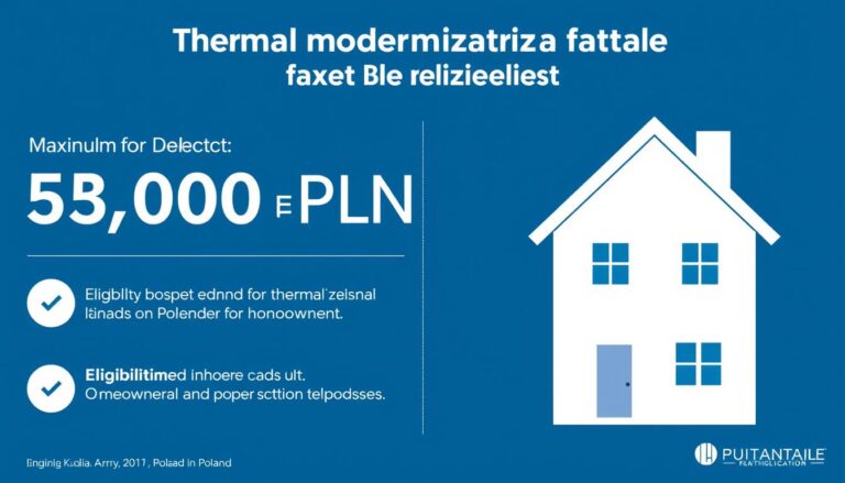 Schemat ulgi termomodernizacyjnej z maksymalną kwotą odliczenia 53 000 zł i warunkami skorzystania z ulgi