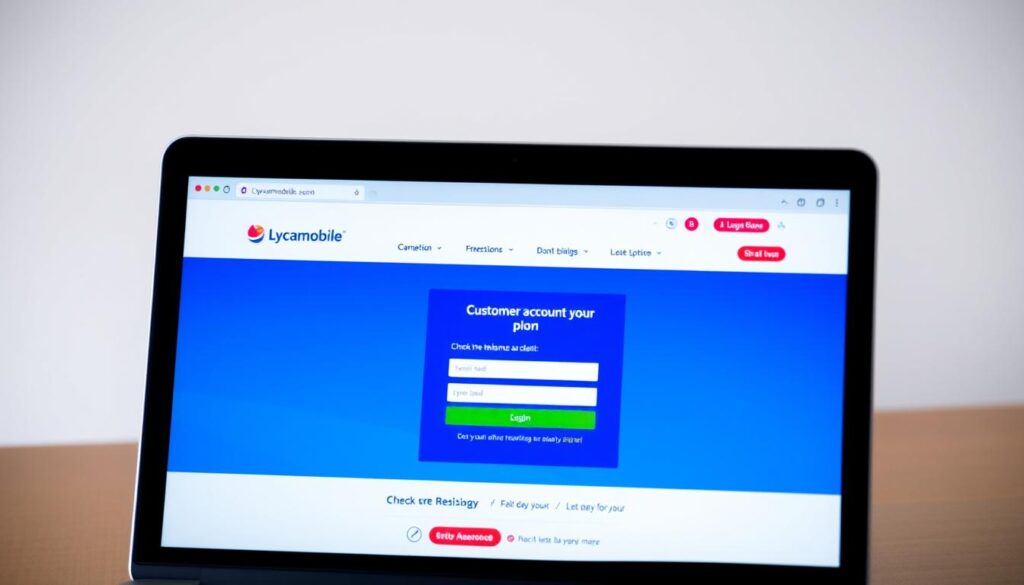 Strona internetowa Lycamobile z panelem logowania do konta klienta