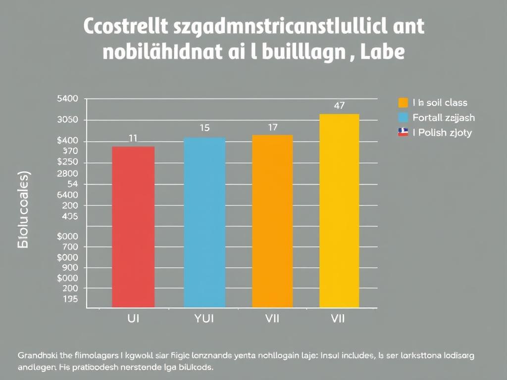 Wykres przedstawiający porównanie kosztów przekształcenia działki rolnej w budowlaną w zależności od klasy gruntu